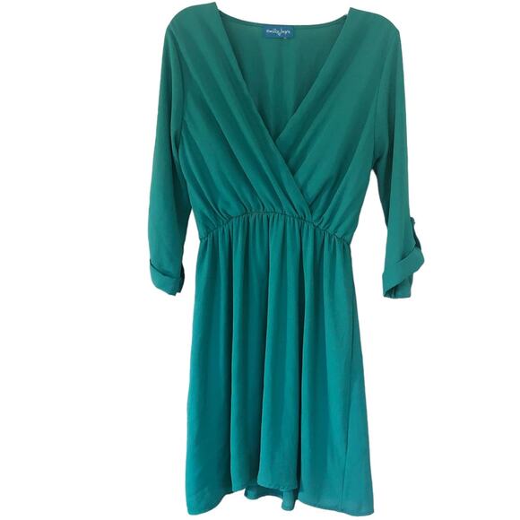 Green V-neck Romper Wrap Dress (Medium) - Picture 1 of 6